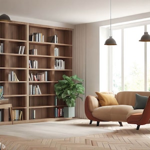 Living Room Office with Bookshelf | Zoom Backgrounds  | Virtual Backdrop | Microsoft Teams | Facebook | WebEx | Skype | Google Meet