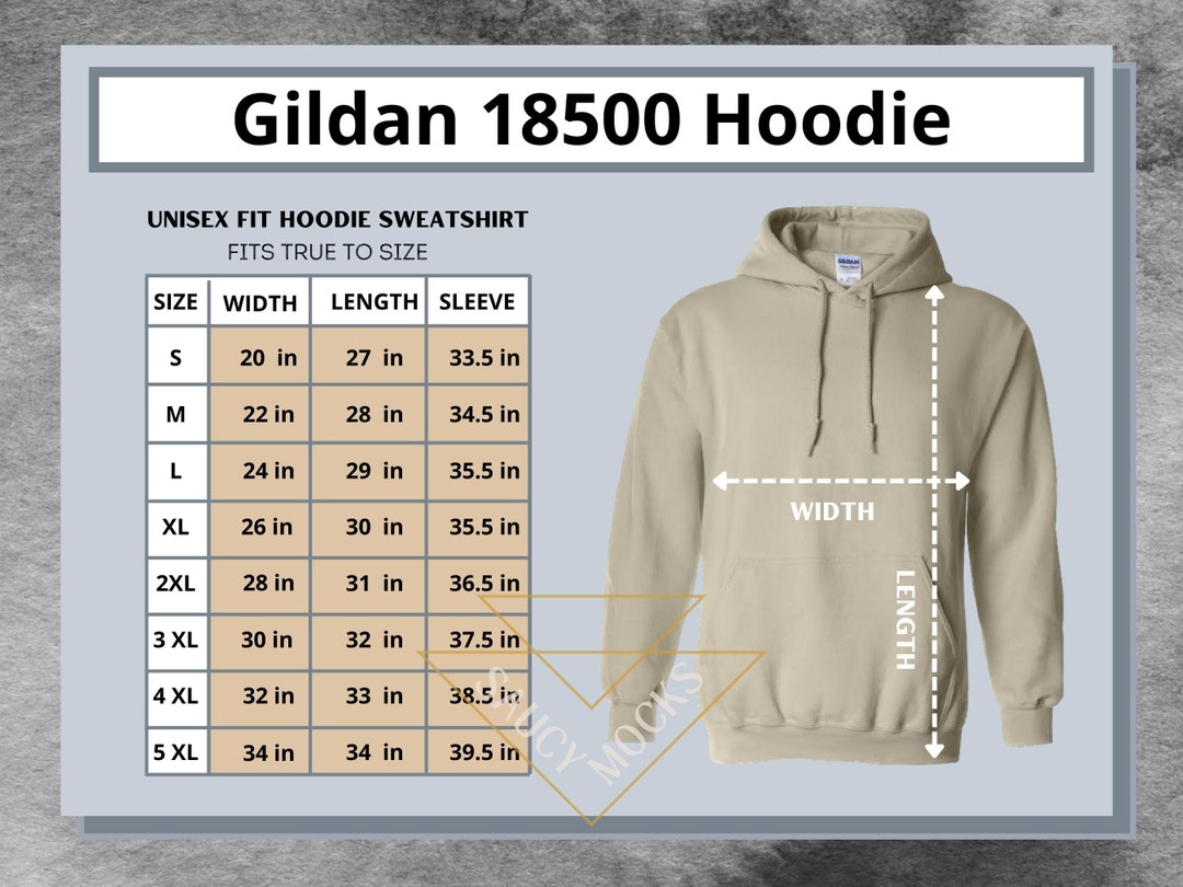 Gildan 18500 Size Chart 18500 Hoodie Mockup Unisex Size - Etsy