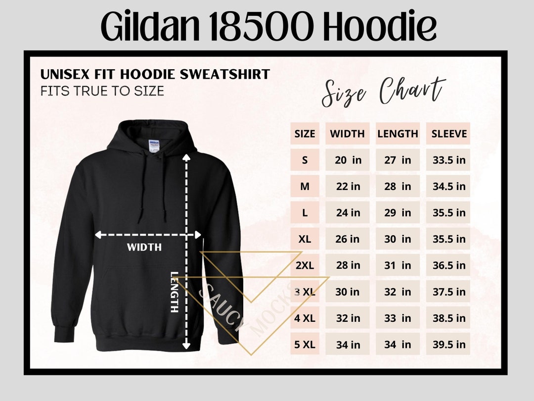 Gildan 18500 Size Chart 18500 Hoodie Mockup Unisex Size Etsy