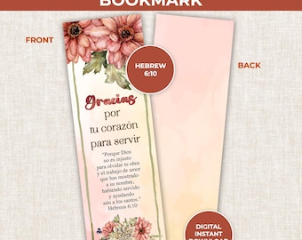 Marcador de agradecimiento por el ministerio - Gracias por Tu Corazón para Servir - Digital - Descarga Instantánea - Imprimible
