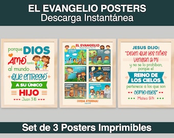 Posters Cristianos del Evangelio Para Niños, Descarga Instantánea, Digitales, Listos Para Imprimir, Decoración Para Escuela Dominical