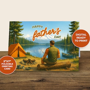 Tarjeta del Día del Padre - Diseño de Camping - Tarjeta Imprimible para Papá Amante de la Naturaleza - Feliz Día del Padre - Para un Papá Aventurero - Descarga Instantánea
