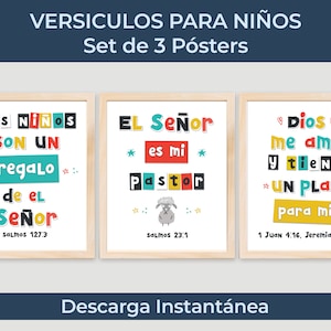 Poster Cristianos Con Versículos Bíblicos Para Niños, El Señor Es Mi Pastor, Dios Me Ama, Digital, Imprimible, Descarga Instantánea