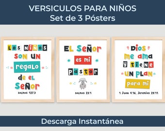 Posters Cristianos Con Versículos Bíblicos Para Niños, El Señor Es Mi Pastor, Dios Me Ama, Digital, Imprimible, Descarga Instantánea