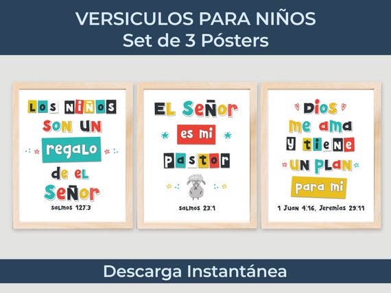 Posters Cristianos Con Versículos Bíblicos Para Niños, El Señor Es Mi Pastor, Dios Me Ama, Digital, Imprimible, Descarga Instantánea