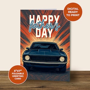 Vatertagskarte – klassisches Auto-Design – Vintage Auto Karte – Stilvolles Retro Auto – alles Gute zum Vatertag – zum sofortigen Download