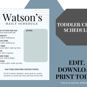 BOY Toddler/Baby SCHEDULE! Editable Daily Schedule, Nanny Checklist, Babysitter Planner, Nanny Guide, Child Care Schedule, Nanny Planner