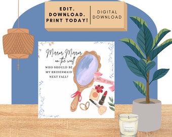 Bridesmaid Proposal, Instantly Download and Print, Pink Bridesmaid Proposal, Mirror Mirror on the Wall, Bridesmaid Gift