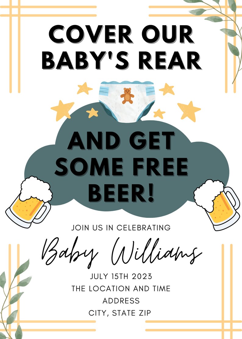 EDITABLE Diaper Keg Invitation Funny Diaper Keg Invite Etsy