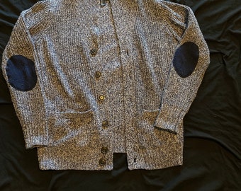 Zware grijze wollen cardigan