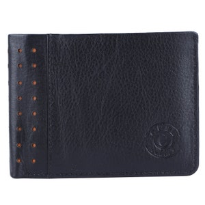 Cartera plegable con tecnología de bloqueo RIFD, cartera plegable de cuero para hombre, cartera con monograma, para el día del padre, regalos de cumpleaños, tarjetero