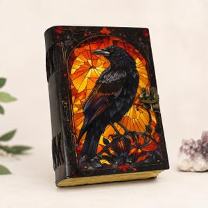 400-seitiges Raben-Grimoire-Lederjournal, gotisches Notizbuch, Krähenzauberbuch der Schatten, Vintage-Hexentagebuch, Geschenk für Frauen, Halloween-Geschenk