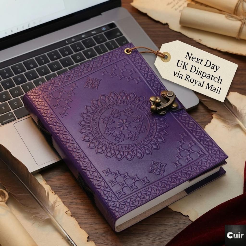 Embossed Mandala Leather Journal with Lock Closure, Vintage Writing Notebook, Blank Spell Book of Shadows, Travel Diary Gift for Women & Men