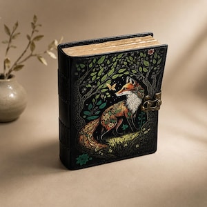 Fuchs Druck Leder Journal Mit Büttenrand Papier Handgefertigtes Leder Journal Buch der Schatten Perfekt für Blank Zauber Bücher Geschenk Für Sie Him