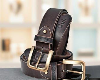 Real Leather Belt for Men, Handmade Men's Belt for Father's Day, Anniversary Gift for Him, Men Accessories, Unique Gift for Boyfriend