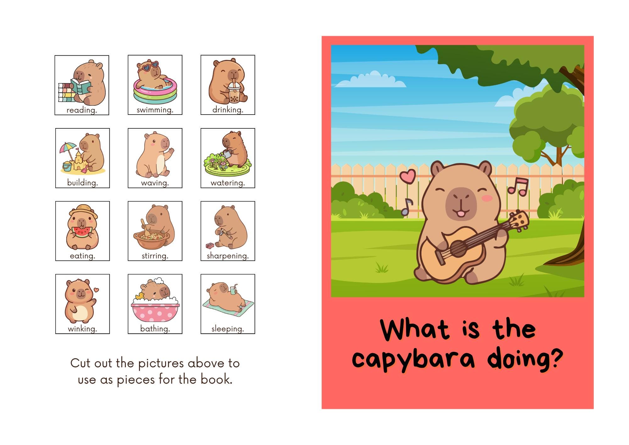 Capybara Action Words Adapted Book - Etsy