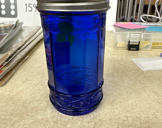 Vintage Cobalt Blue Glass Sugar Dispenser Etsy