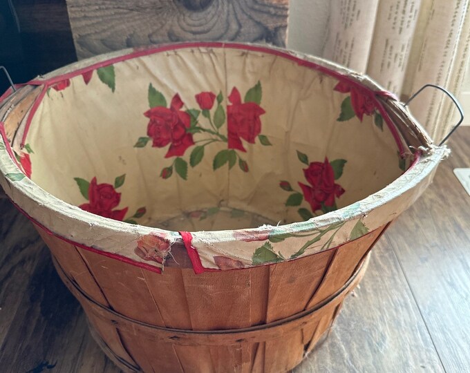 Vintage Large Split Slat Wood Bushel Orchard Basket Rustic Farmhouse ...