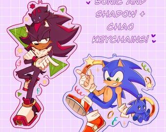 Sonic and Shadow + Chao Keychains <3
