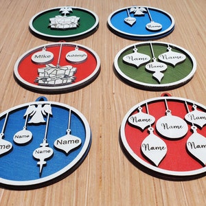 8 Personalized Christmas Ornaments l Laser cut Files l Instant Digital Download l SVG