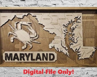 Archivo digital del mapa 3-D del condado de Maryland