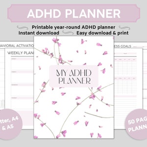 Printable ADHD Planner, ADHD Daily Planner, Easy Download & Print, ADHD Planner Adult, Mental Health Care