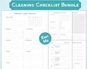 Cleaning checklist printable, stay at home mom planner pages, declutter checklist, daily cleaning list, weekly cleaning schedule editable