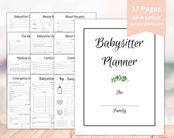 Babysitter Planner, Babysitter Guide & Information, Babysitter Binder, Nanny Notes, Daily Report for Infants, Childcare Planner, Printable