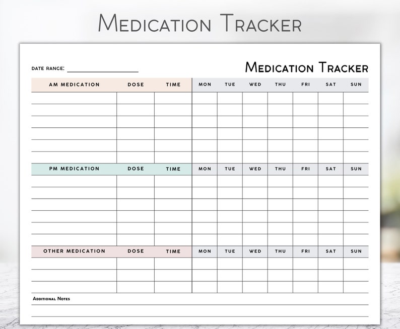 Medication Tracker Minimalist Editable Fillable PDF - Etsy
