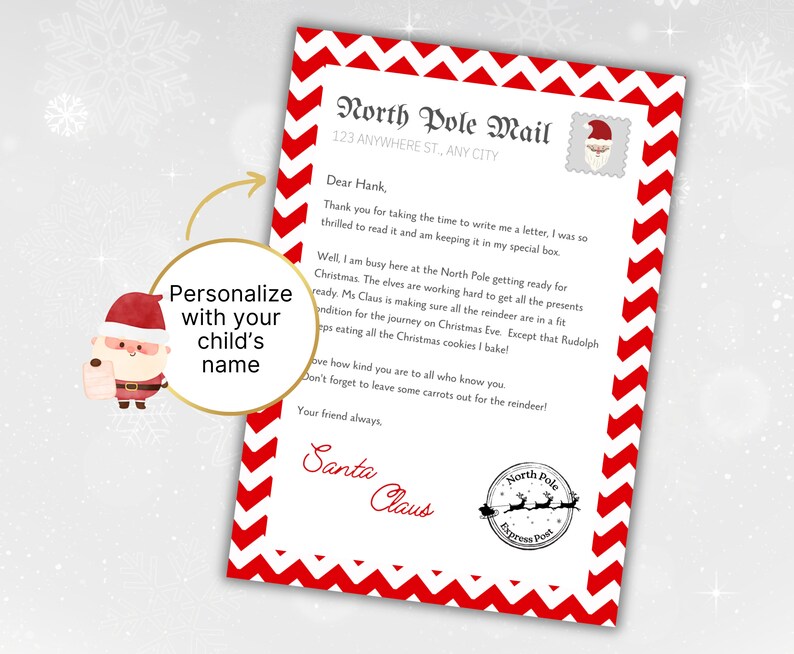 Letter From Santa, Santa Letter, Editable Personalized Santa Claus ...