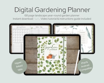Digital Garden Planner, Garden Journal Notebook, Garden Log Book, Goodnotes Gardening Diary, Plant Calendar, Gardening Gift, Plant Planner