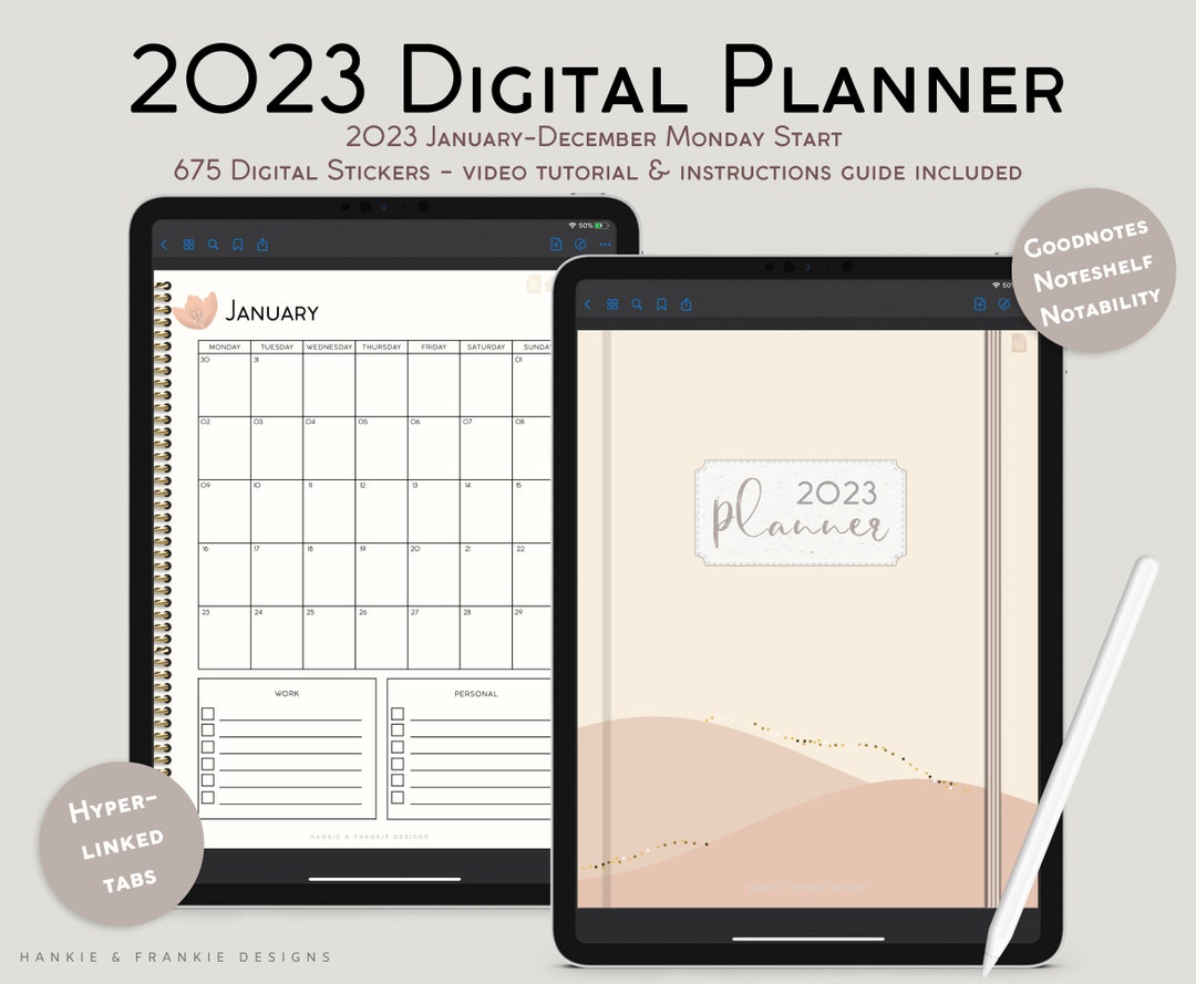2023 Digital Planner for Goodnotes, Noteshelf & Notability, Hourly ...