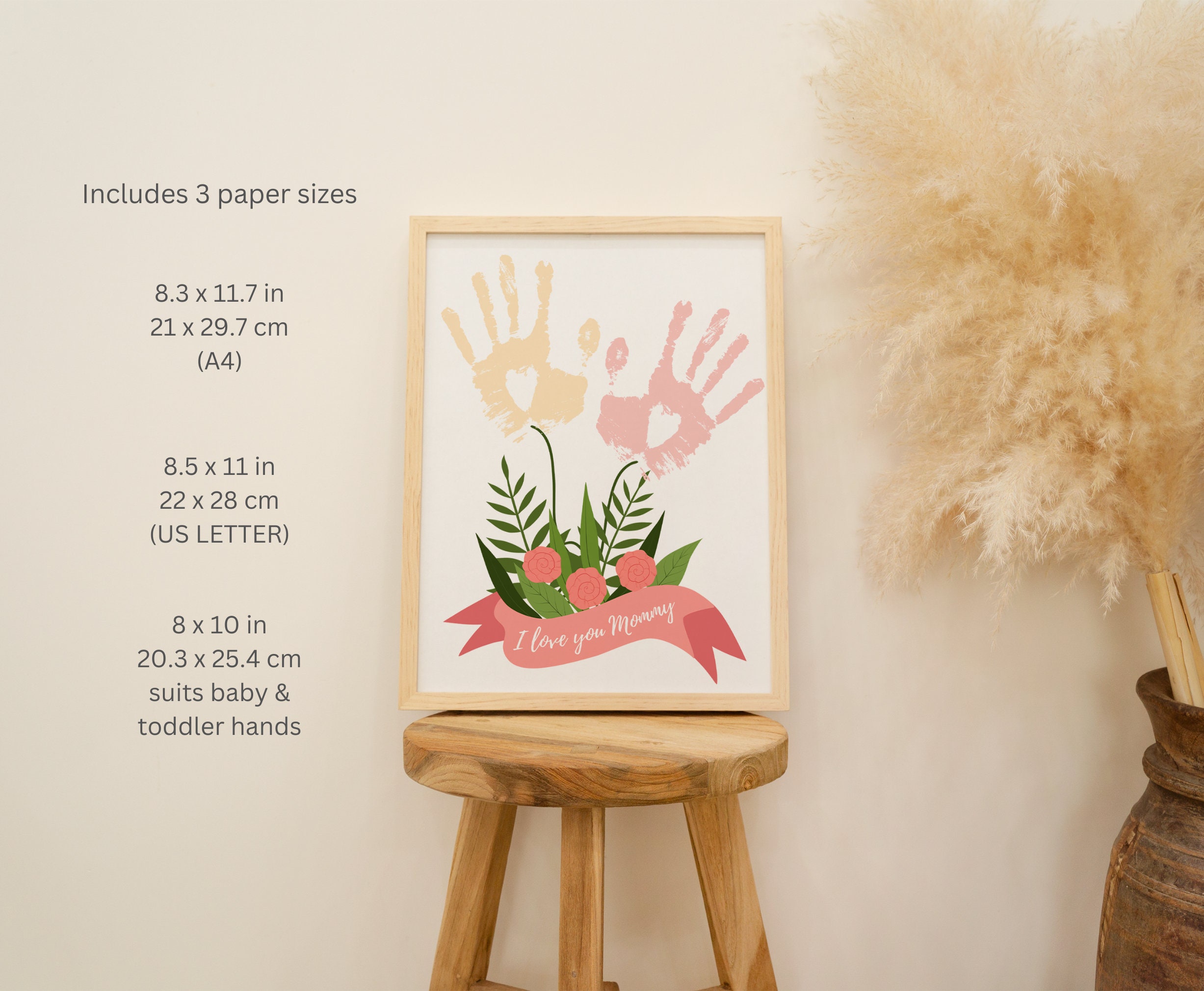 Handprint Art for Mom, 1st Mothers Day Gift, DIY Craft for