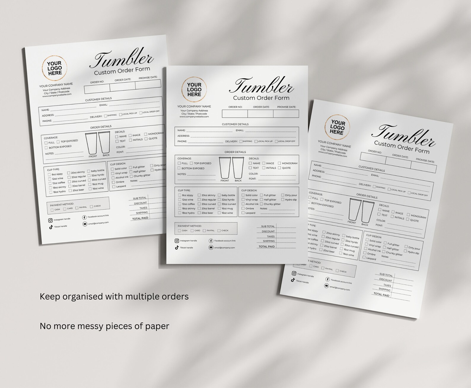 Editable Tumbler Order Form Template Custom Order Form - Etsy