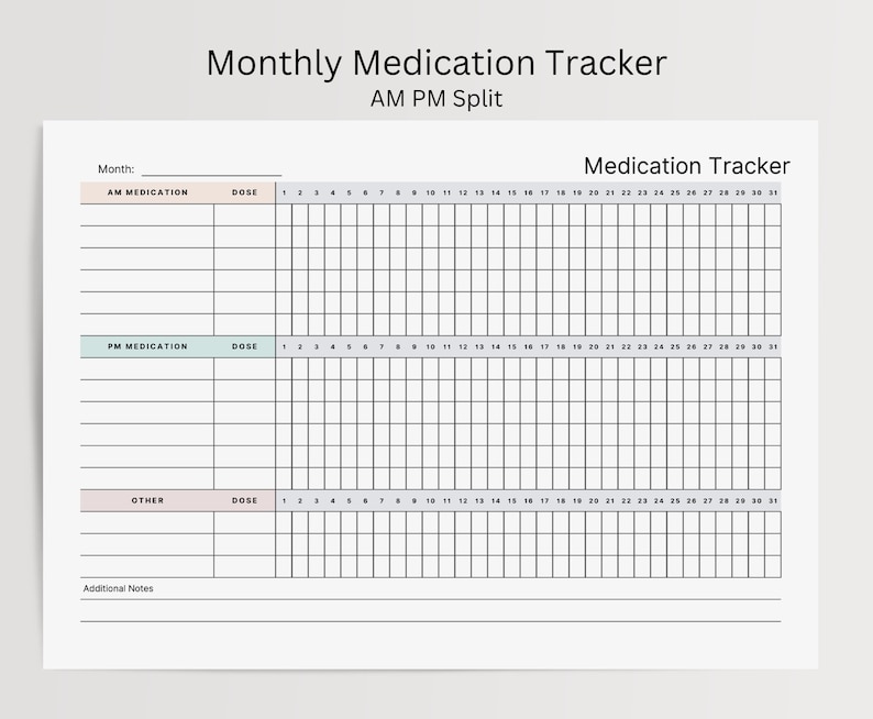 Monthly Medication Tracker Minimalist Medication Log Daily - Etsy