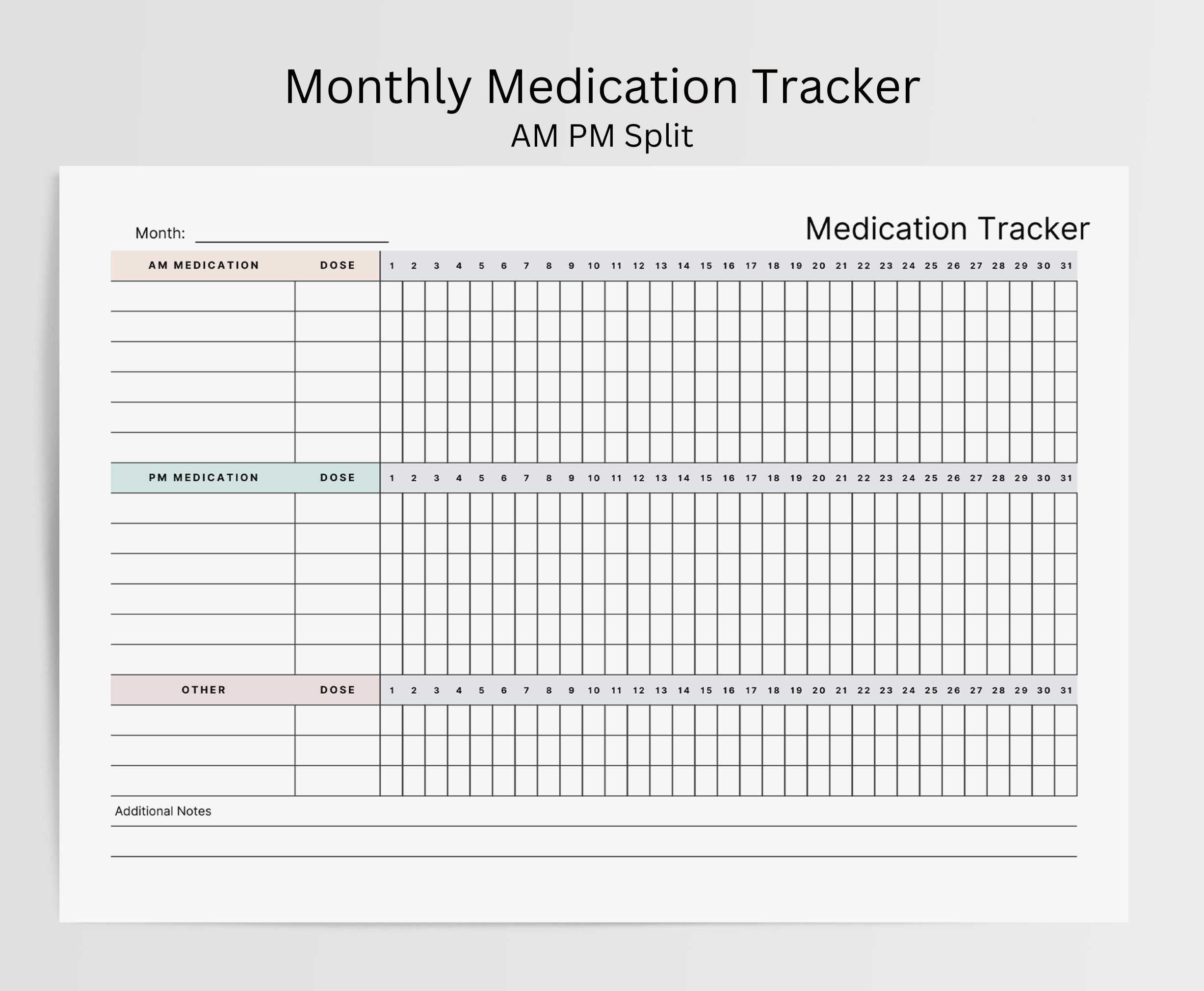 Monthly medication tracker minimalist medication log daily etsy