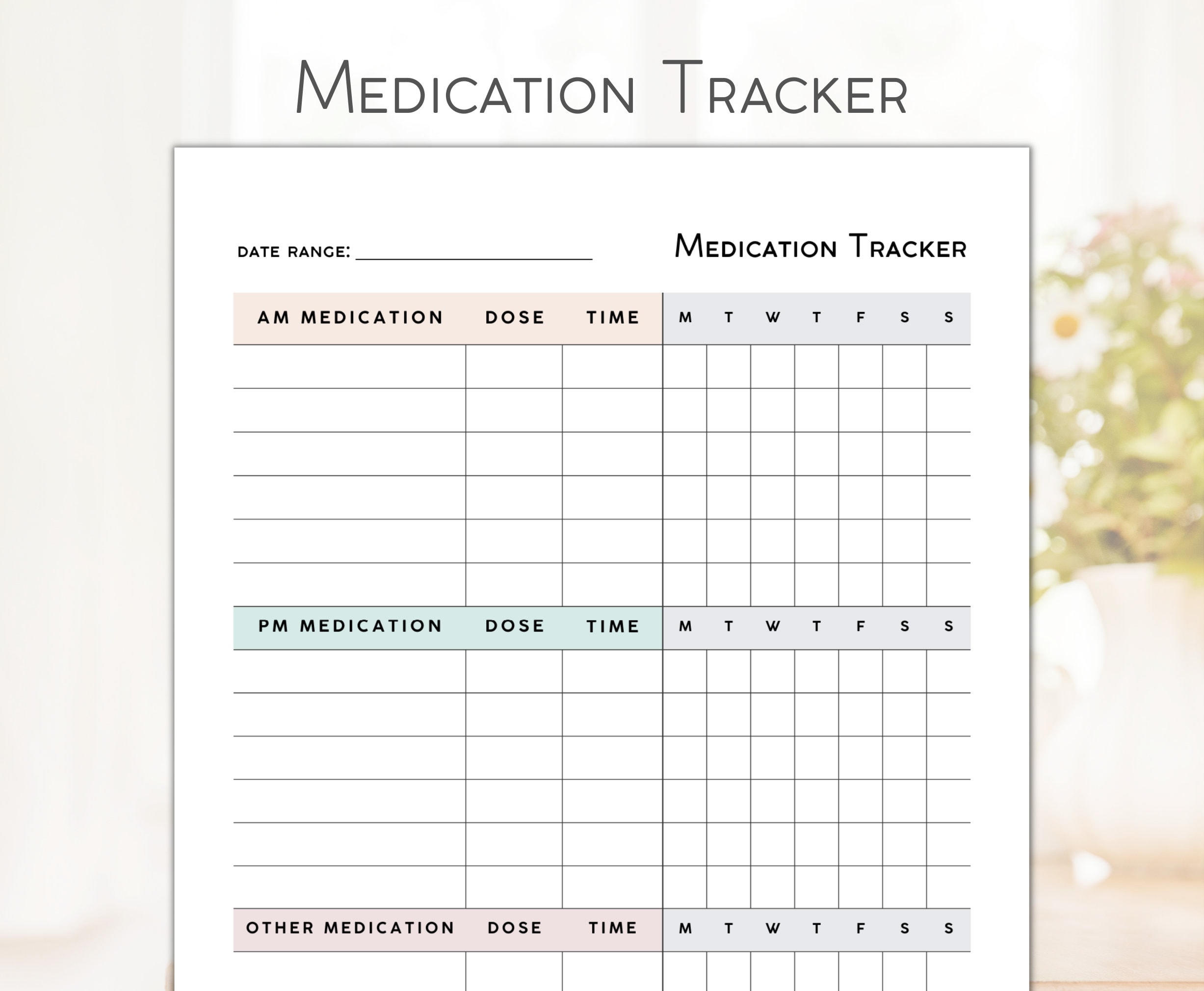 Medication Tracker, Minimalist Medicine Tracker Log, Printable Medication Chart, Editable ...