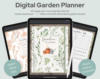 Digital Garden Planner, Gardening Journal Notebook, Plant Planner, Plant Log Book, Goodnotes Planting Diary, Plant Calendar, Gardener Gift