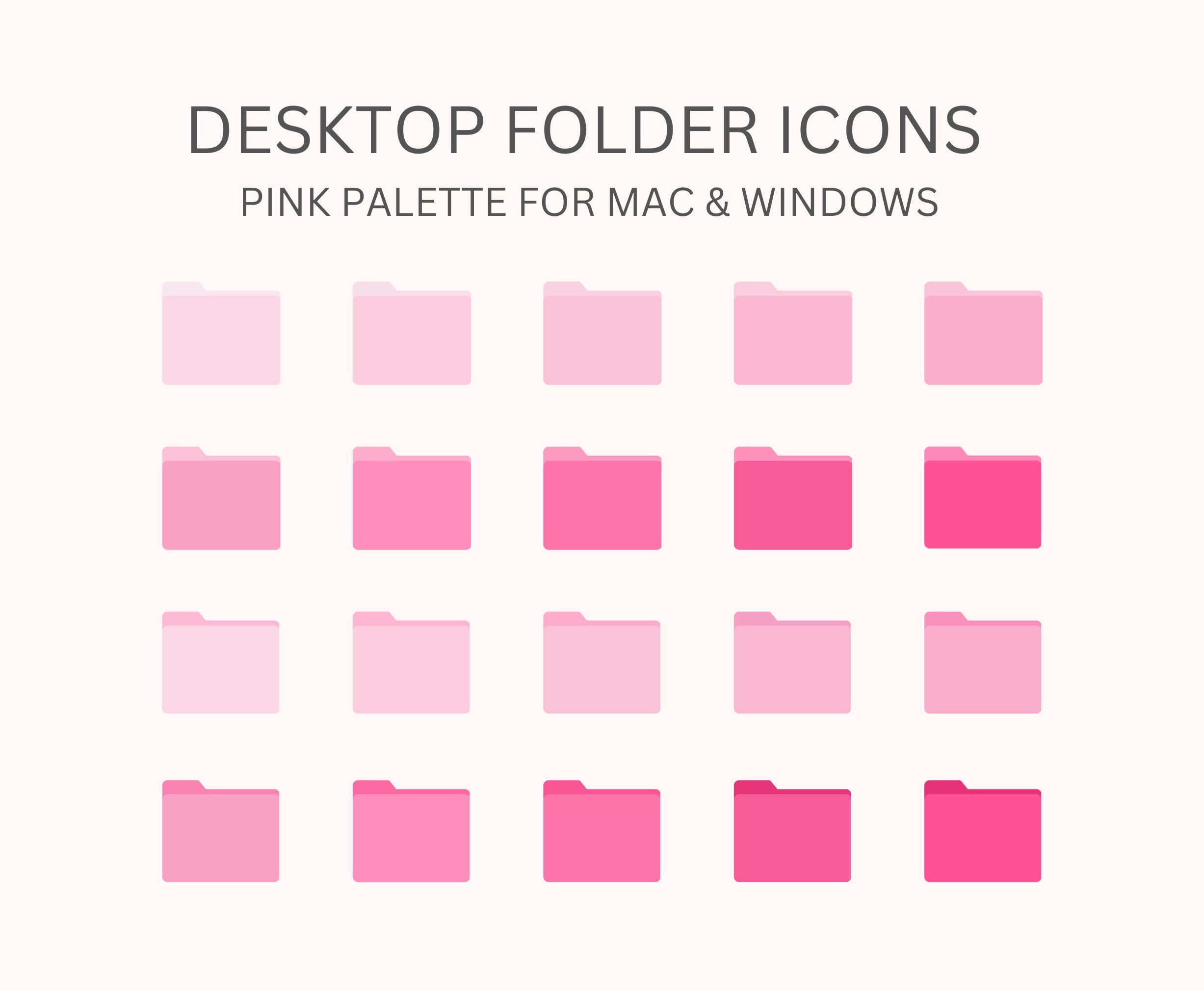 Desktop Folder Icons for Mac and Windows, Mac Folder Icons, Pink Wallpaper Icons, Windows Folder Icons, Aesthetic Computer Background