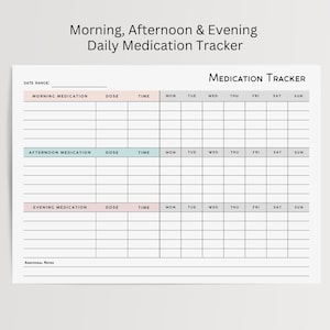 Medication Tracker, Printable Medicine Log for Nurses & Carers, Editable Medication Chart, Vitamin List PDF, Supplements Checklist Template