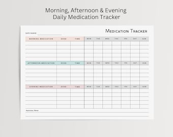 Medication Tracker, Printable Medicine Log for Nurses & Carers, Editable Medication Chart, Vitamin List PDF, Supplements Checklist Template