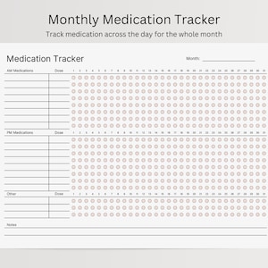 Medication Tracker Template, Minimalist Medication Log, Printable Medicine List Monthly, Daily Pill Chart, Supplements & Vitamins, Medical