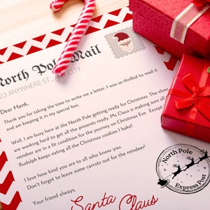 Carta de Papá Noel, Carta de Papá Noel, Carta de Papá Noel personalizada editable, Plantilla de carta imprimible del Polo Norte, Desde el escritorio de