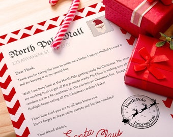 Brief van de Kerstman, Kerstmanbrief, Bewerkbare gepersonaliseerde Kerstmanbrief, Afdrukbare Noordpoolbriefsjabloon, vanaf het bureau van