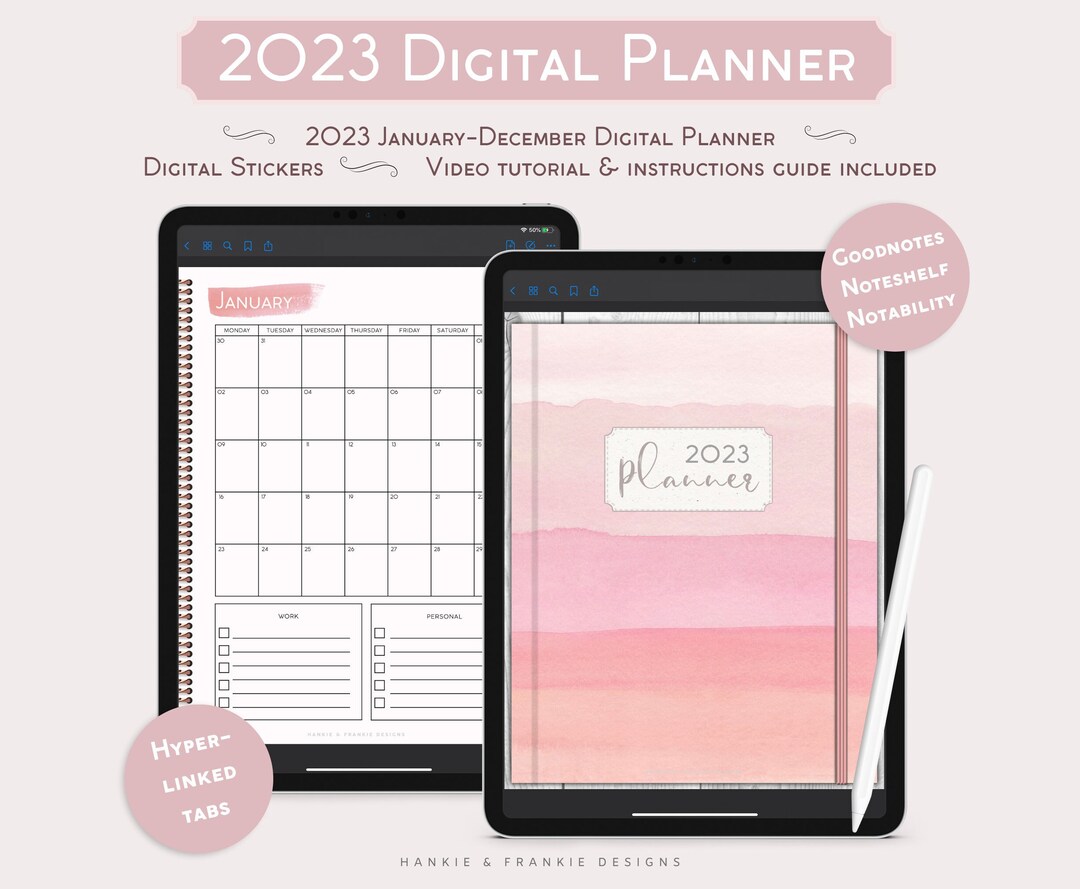 2023 Digital Planner for Goodnotes, Noteshelf & Notability, Hourly ...