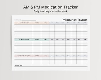 Medication Tracker Minimalist, Editable, Fillable PDF, Medicine Tracker, Medication List, Medication Log
