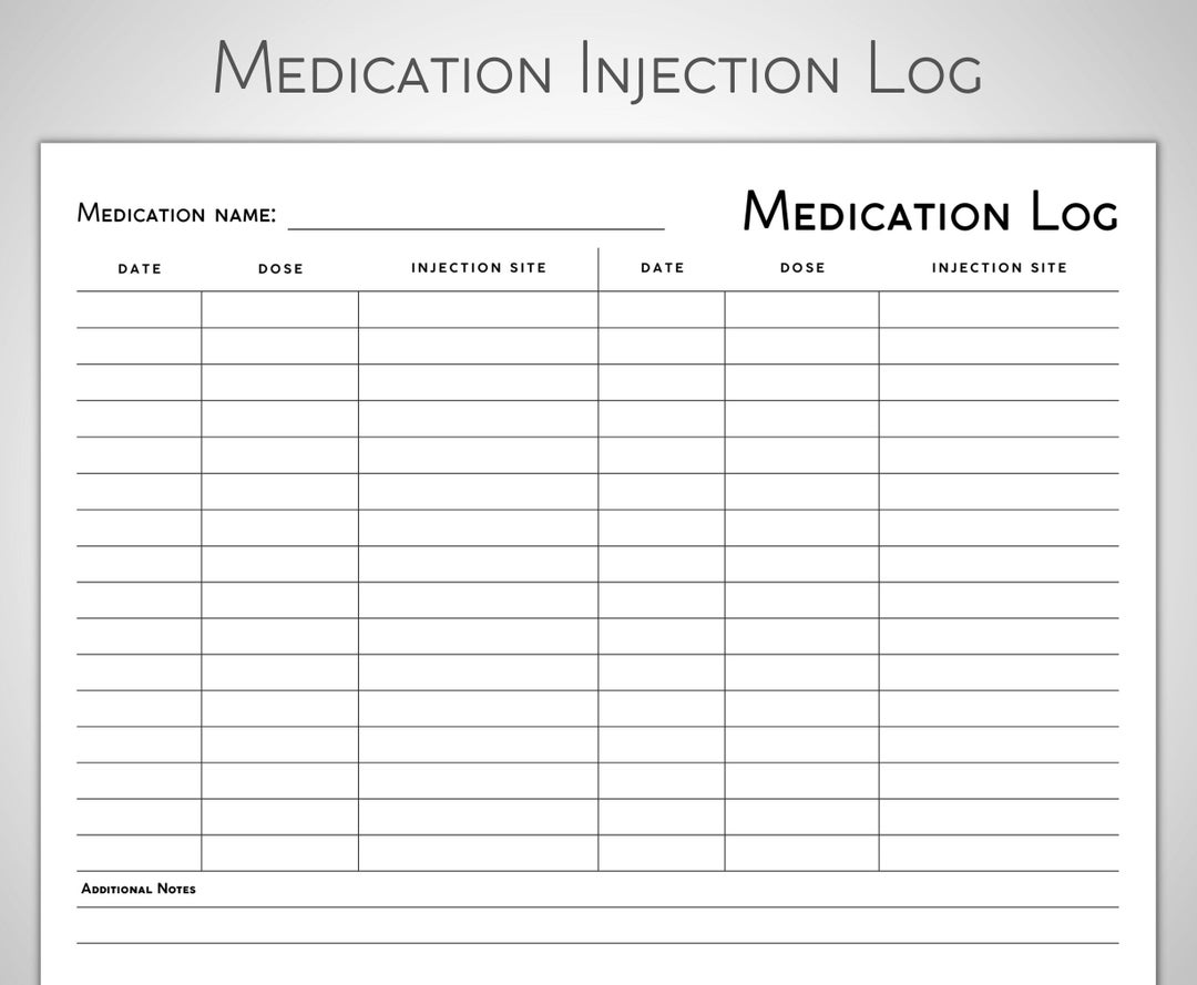 Medication tracker minimalist injection log medication log