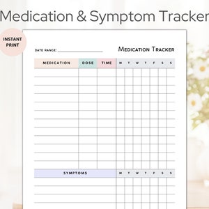 Medication Tracker, Symptom Tracker, Medicine Log, Printable Medication Chart, Editable Vitamin Sheet, Goodnotes Template, Pill Checklist