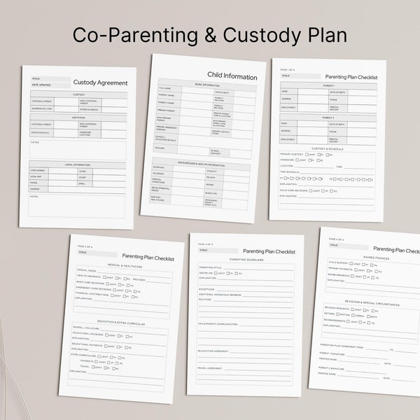 Parenting Plan, Child Custody Planner, Custody Agreement Template, Single Parent Organizer, Co-Parenting Tracker, Printable Divorce Schedule