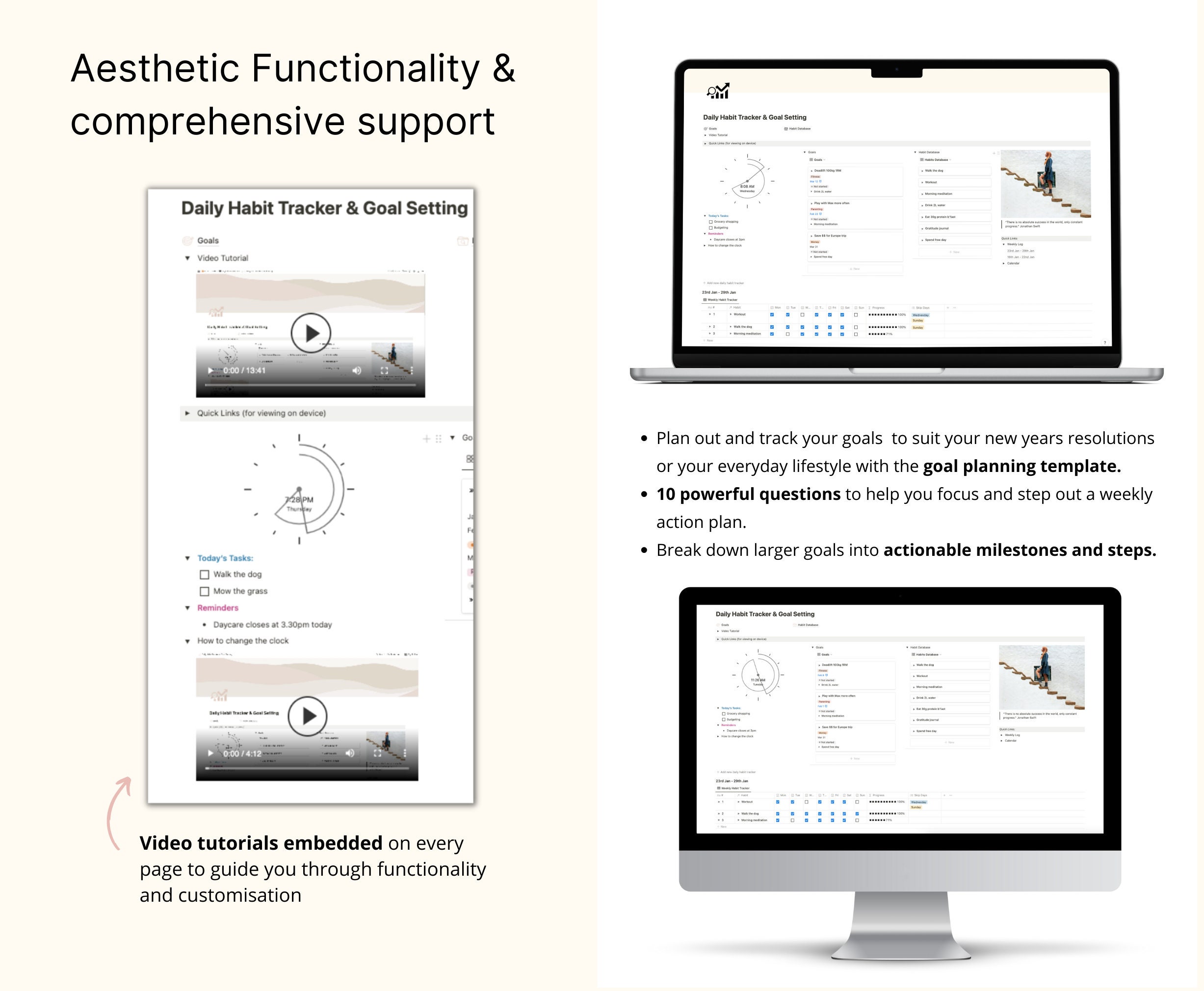 Notion Template Habit Tracker & Goal Planner, Notion Dashboard Digital ...